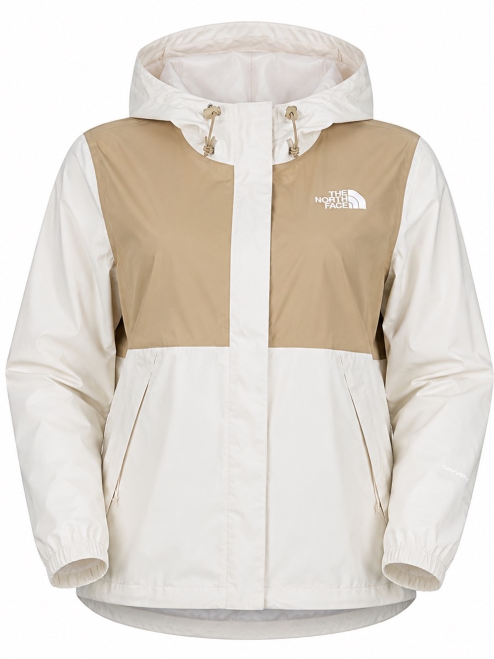 The North Face Women’s Hooded Rain Jacket 2X | White & Tan Waterproof Shell